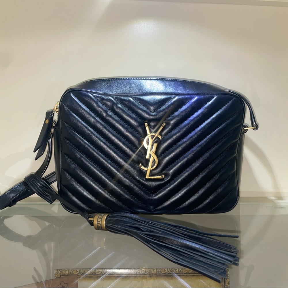 Yves Saint Laurent Black Chevron Crossbody Bag